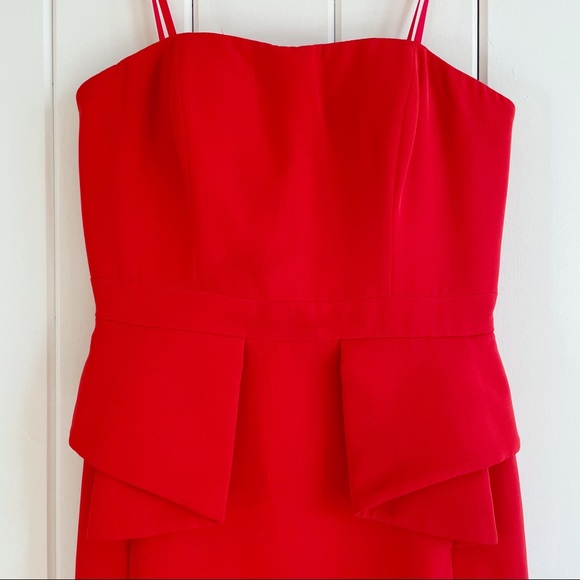 Aidan by Aidan Mattox Red Peplum Cocktail Dress - Picture 3 of 9